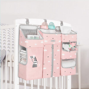 Sunveno Baby Storage Organizer Crib Hanging Storage Bag Caddy Organizer for Baby Essentials Bedding Set Diaper Storage Bag